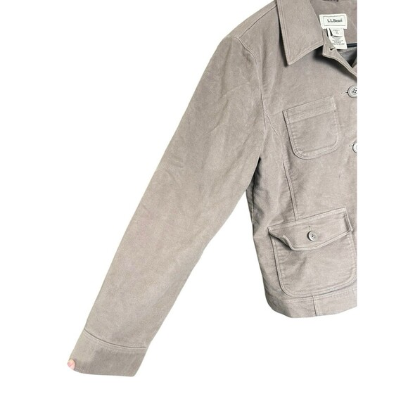 LL Bean Womens Tan chore coat Jacket Size Medium Blazer Petite Tan brown cropped - Picture 6 of 12